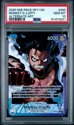 Monkey.D.Luffy (040) (Alternate Art) OP11-040 A Fist of Divine Speed Foil PSA 10