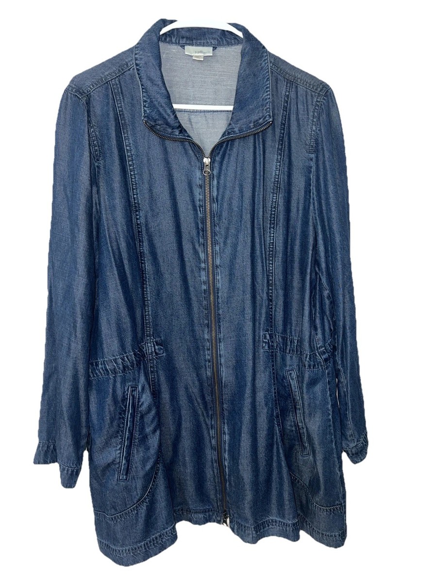 J. Jill Womens Size LP Chambray Denim Tencel Lyocell Long Zip