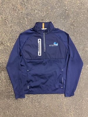 Peter Millar Hyperlight Weld Hybrid 1/2 Zip Sweatshirt Blue Mens M Crown Logo