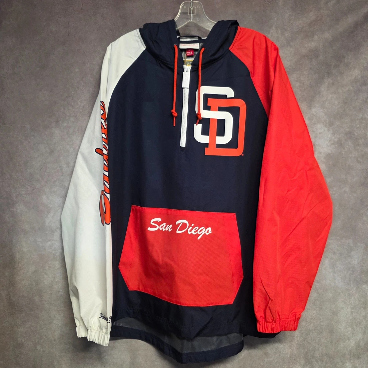 NWT Mitchell Ness San Diego Padres 1/4 Zip Anorak Windbreaker