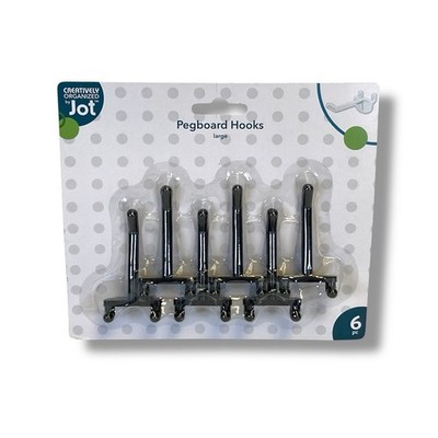 Creatively Organized By Jot Pegboard Black Hooks 6 Piece NEW Sealed