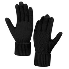 Winter Gloves Women - Warm Fleece Lined Winter Gloves with Touchscreen Black