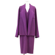 CHANEL Ensemble Tweed Size 40 Women 95A P05827 CC Logo Jacket Dress Violet