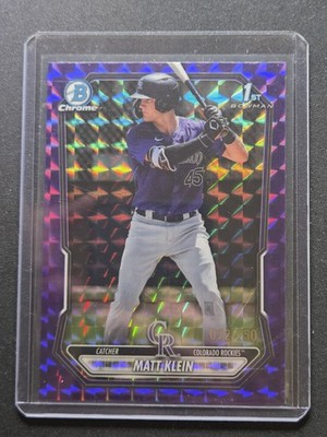 2026 Bowman Chrome 1st Refractor Purple Geometric /250 BCP146 Matt Klein Rockies