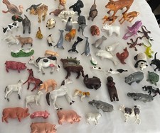 Vintage Plastic Animal Lot 63 Assorted Farm And Wild Animals