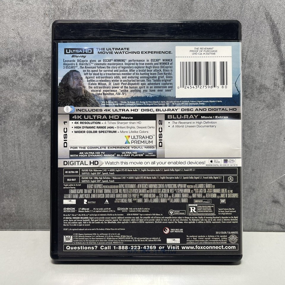 The Revenant (2015) 4K Ultra HD + Bluray 2016 Leonardo DiCaprio Tom
