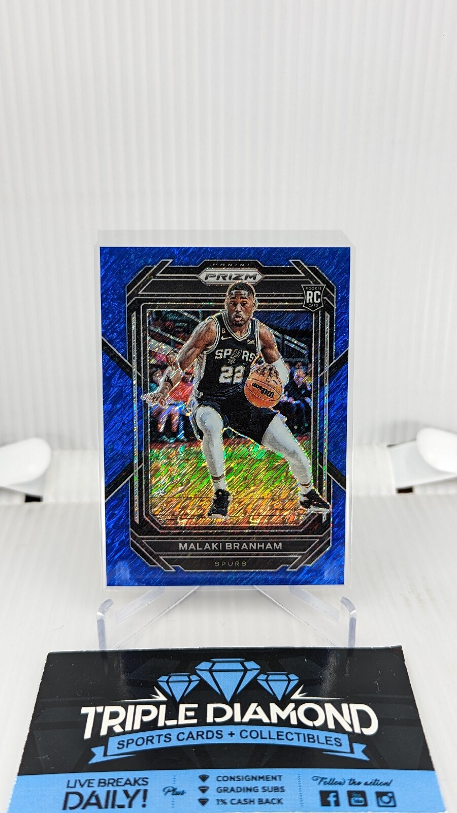 2022-23 Panini Prizm Malaki Branham Rookie Blue Shimmer 21/35 #230 Spurs D655