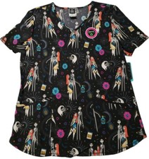 Disney Nightmare Before Christmas Women's Medical Scrub Top Size Medium NWT
