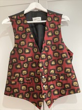 Zazzi Waistcoat Maroon Red Patterned Size M (g9/9)