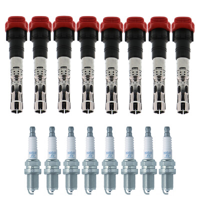 Bosch 8 Ignition Coil NGK 8 V-Power Spark Plug Kit For A6 Quattro S4 E53 S80 V8