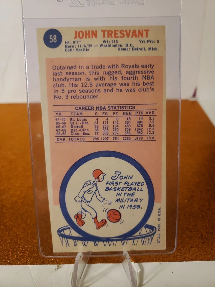 1969-70 Topps Basketball #58 John Tresvant Seattle Supersonics 🔥 🔥  - Image 2 of 2