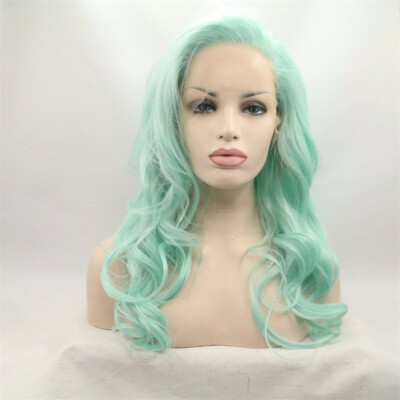 Natural Mint Green Wig Synthetic Wig Long Natural Wave Heat Resistant Fiber