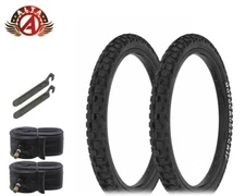 2 ALTA Bicycle 20" x 2.125" BLACK MOTOCROSS BMX TIRES & TUBES W/PRY TIRE LEVERS.