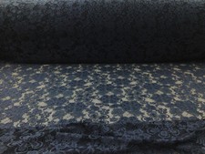 Embroidered Stretch Lace Apparel Fabric Sheer Floral Oxford Navy Floral XX513