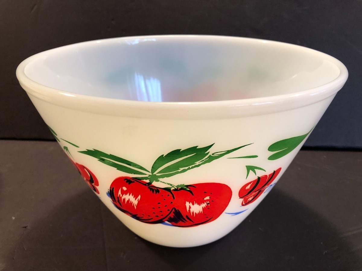Vintage Fire King Apples & Cherries Nested Milk Mixing 3 Piece