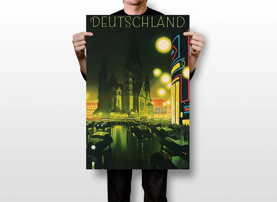 Arte de pared vintage decoración del hogar Alemania viaje por la noche - PÓSTER 20x30 Foto 2 de 4