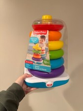 Fisher-Price Giant Rock-a-Stack, Multi Colors Stacking Rainbow Rings 14" Toy