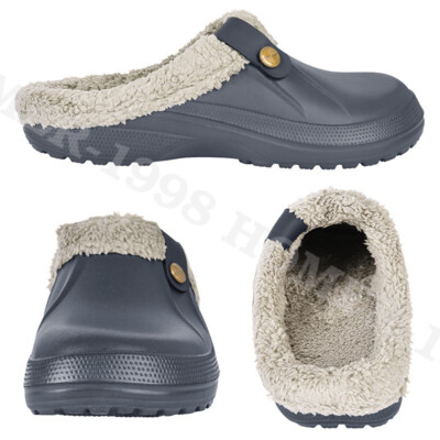 Women Slippers Fur Lined Clogs Ladies Garden Shoes Warm