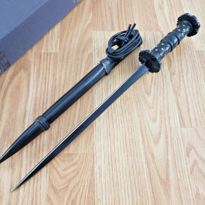 Cold Steel Rondel Dagger Fixed-Knife 10.5'' Carbon-Steel Blade Leather Scabbard