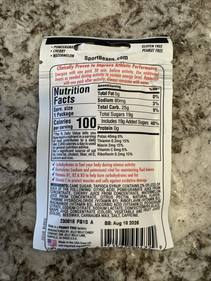 9 Packs Jelly Belly Extreme Asst Sport Beans Quick Energy Preworkout Exp 8/25 - Image 3 of 3