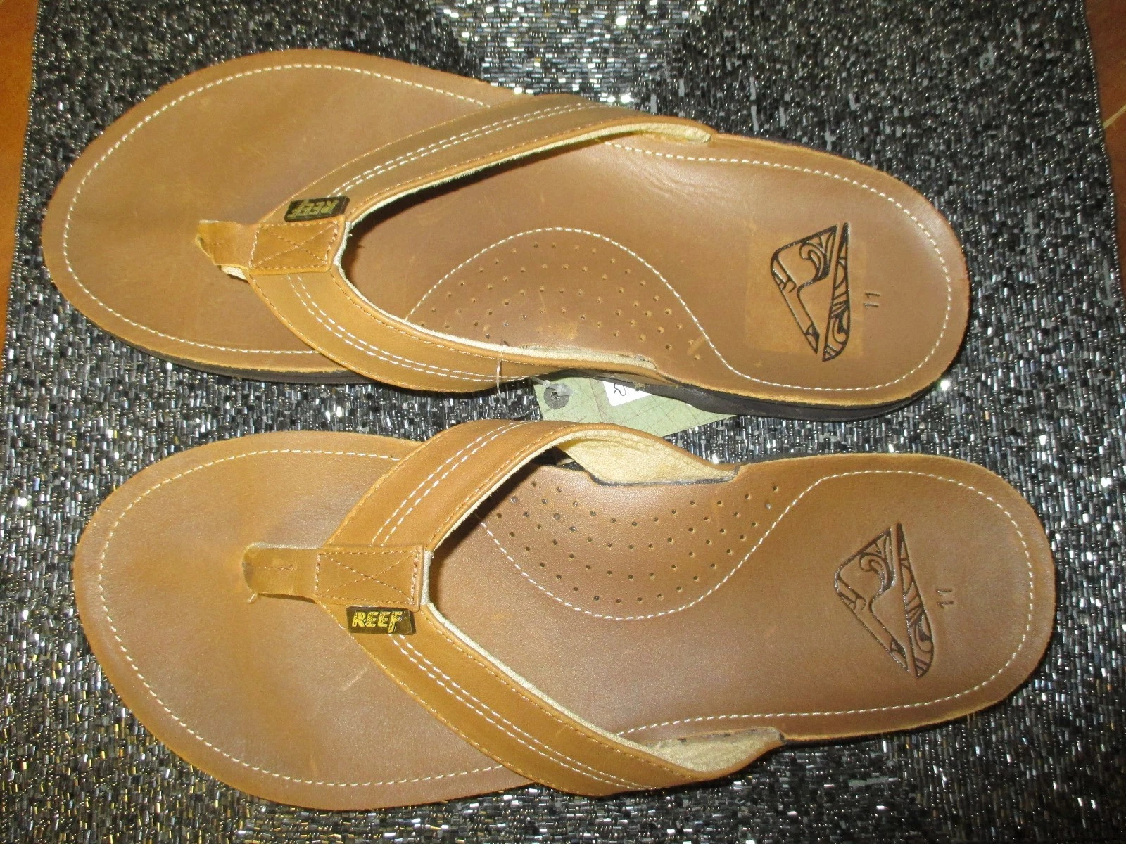 NEUF* SANDALES RÉCIF 7,5 8 hommes J Bay CHAUSSURES À RABAT EN CUIR bronzé noix de pécan