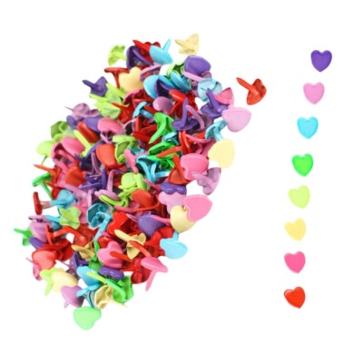 100Pcs Multicolor Split Pins Metal Brad Paper Fasteners Round Heart Flower Brads