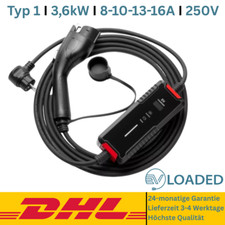 Ladekabel 220V  Typ 1 16A Phasen 1 3,6 kW 5 Meter Länge Zeitfunktion