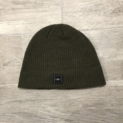 Cuffia Berretta Beanie OBEY Coste Strette Verde Possibile Risvolto Taglia  Unica | eBay