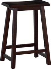Home Saddle, Dark Brown Stool, 17" W X 11" D X 24" H