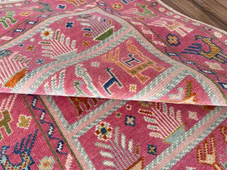 Exquisite Pink Afghan Hand Knotted Shabargan rug 4x6, 5x8, Area rugs | eBay