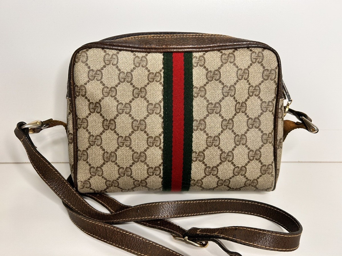 Vintage Gucci Sherry Line Web Stripe Camera Bag Crossbody | eBay