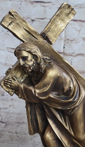 Bronzed Jesus on the Way to Calvary Statue Home Office Decoration Sculpture Sale - 第 4/6 張圖片