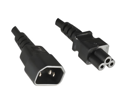 DINIC Kaltgeräte-Verlängerung C5 Stecker auf C14 Buchse, Adapterkabel 1,80m