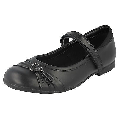NEW CLARKS DOLLY SHY OLDER LITTLE Girls BLACK Leather SCHOOL SHOES VARIOUS SIZES