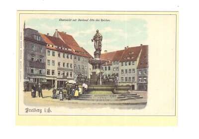 Postcard Freiberg in Saxony/Obermarkt with monument Otto the Rich