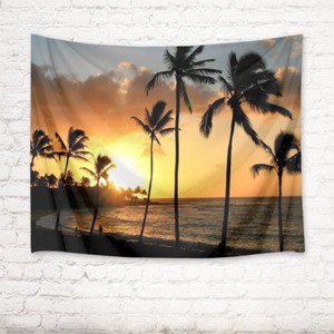 Sunset Tropical Beach Palm Tree Tapestry Wall Hanging ...