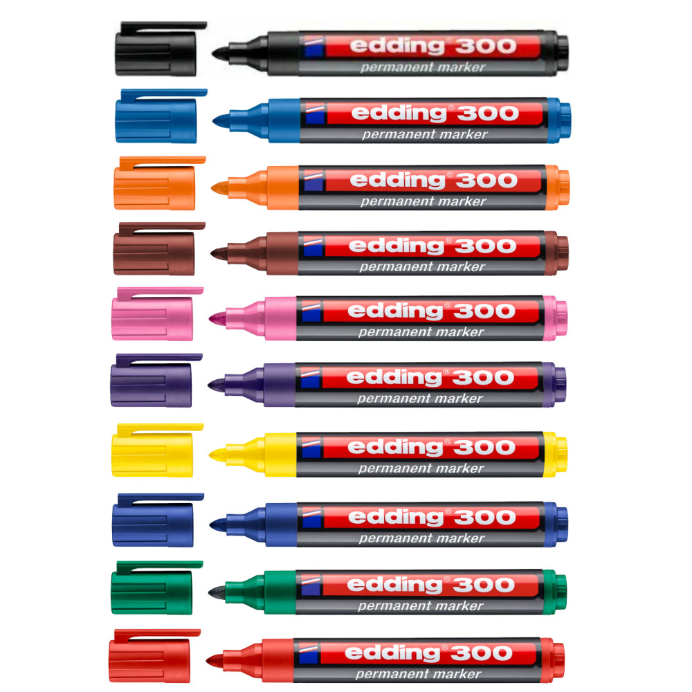 10 edding 300 Permanent Marker Filzstift Industrie Rundspitze 10 Farben sortiert