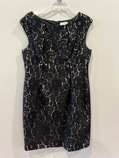 Calvin Klein black dress, size 14, sleeveless, lace overlay