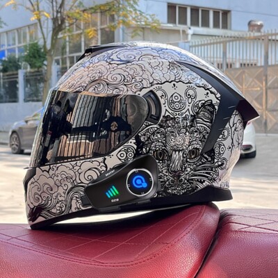 DOT Approved Full Motorcycle Bluetooth Headset Helmet Built-in Dashcam Camera