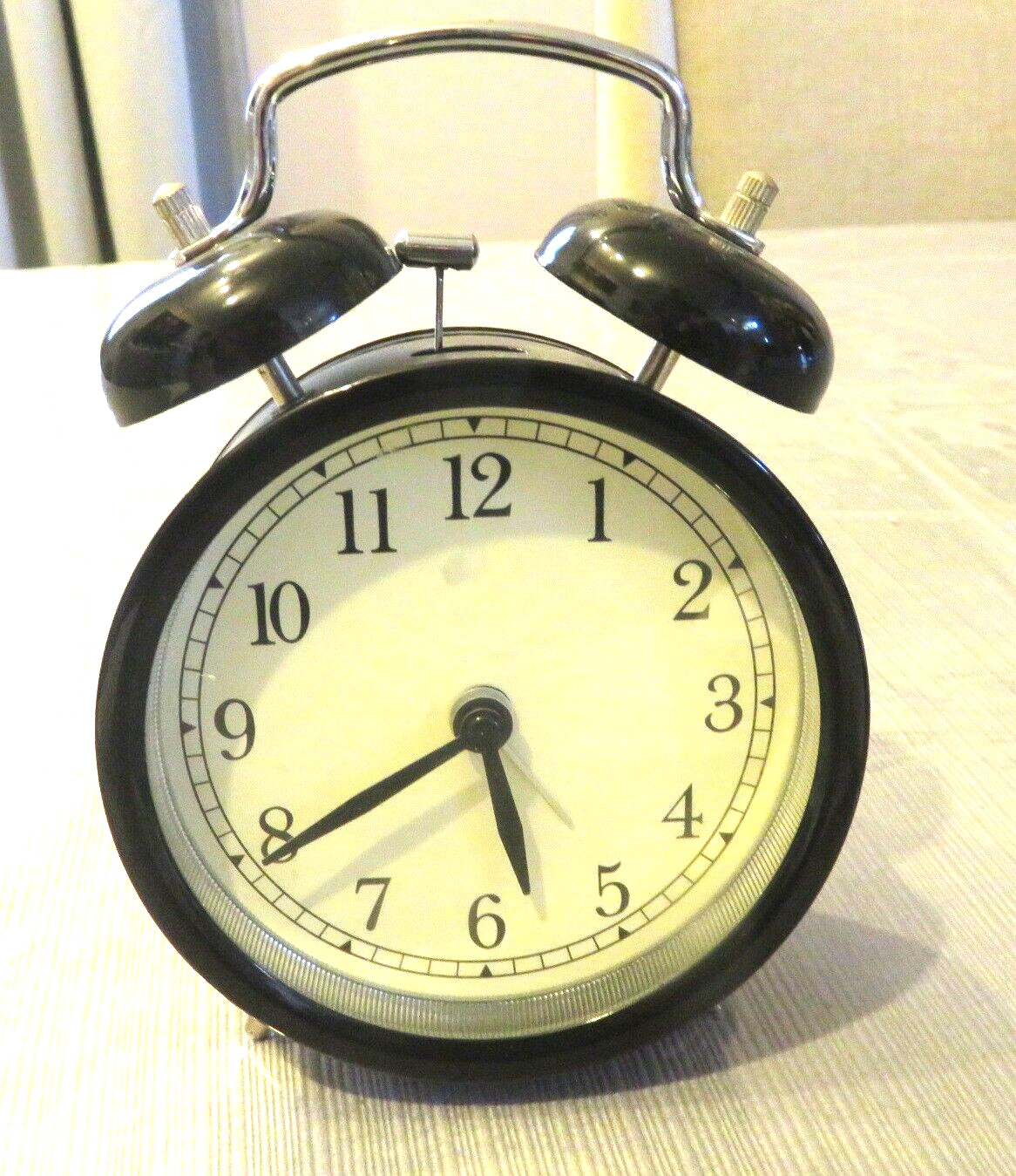 Ikea Black Alarm Clock, with Bells, Battery Operated, New Batteries Included