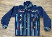 VINTAGE 90s BOYS B.B.T. DRESSES BLUE DENIM MULTICOLOR SHIRT SZ EURO 22 TODDLER