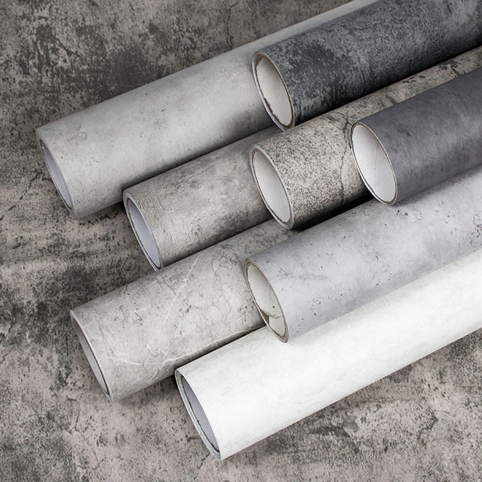 Papel de parede autoadesivo vinil cinza concreto 23"x118" casca e vara à prova d'água - Imagem 2 de 4