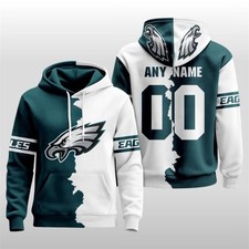 Football Eagles 2025 Victory Split Hoodie Custom Name And Number Size S-5XL