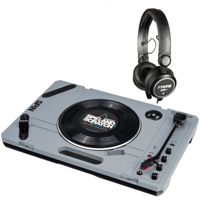 Reloop SPiN USB Plattenspieler Set, Grau, Inklusive DJ Kopfhörer, Integrierter