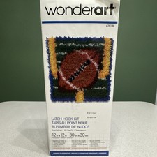 Wonderart Craft Touchdown Football Latch Hook Kit 12x12 Football Rug DIY New