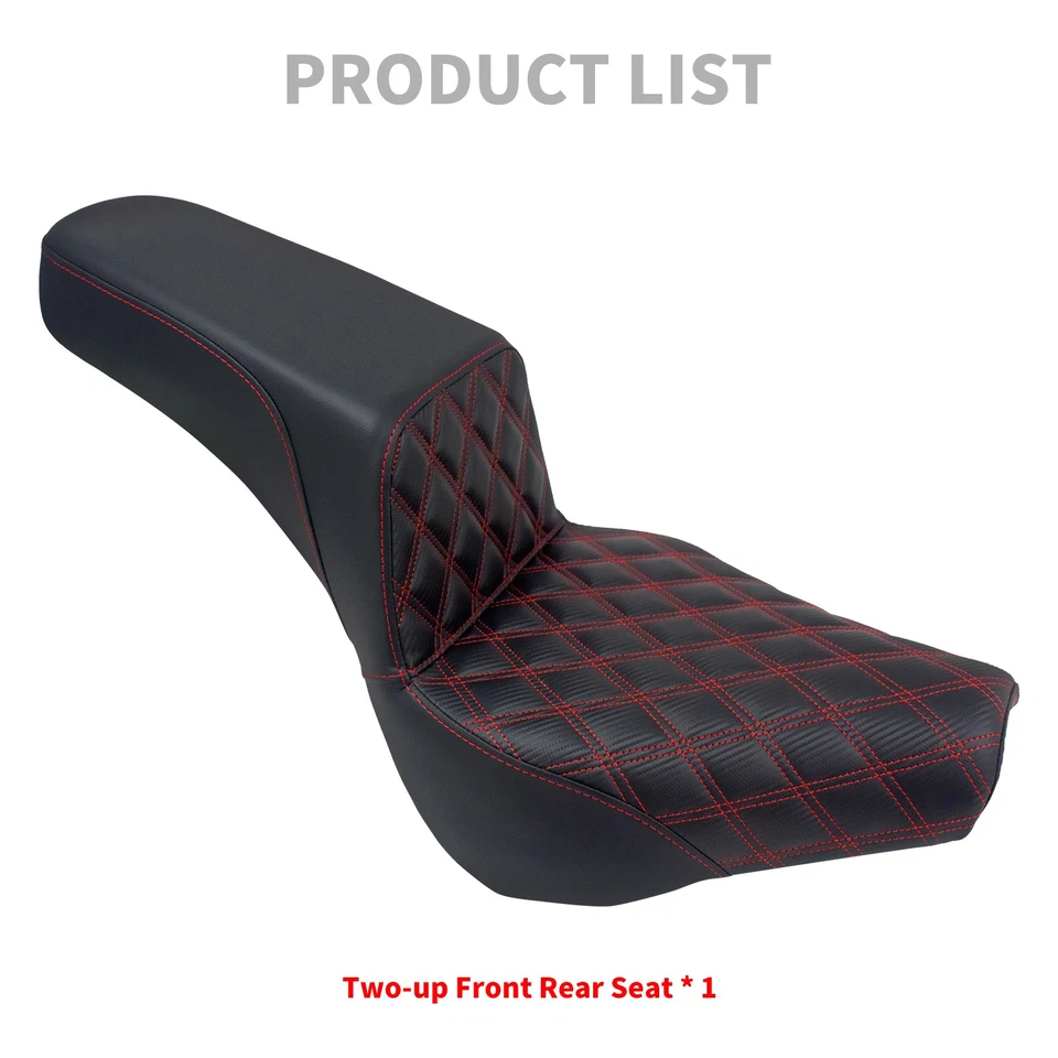 Red Stitching Driver Passenger Seat Fits For Harley Softail Street Bob 2018-2024 - Image 2 of 4