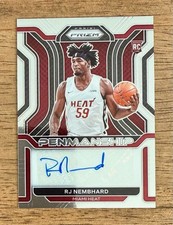 2021-22 Prizm RJ NEMBHARD Penmanship Auto RC #RP-RJN SP Miami Heat