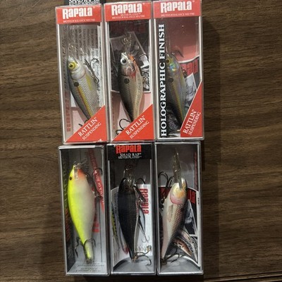 6 New In Box Rapala Shad Raps Lures Lot  1 9, 2 8s, 3 7s.