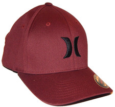 Hurley One Only Solid Icon Cap / Hat Flexfit Size L/XL Maroon / Black