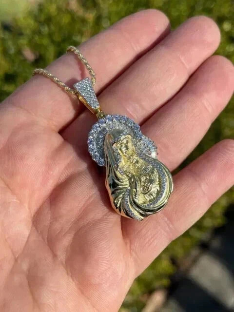 14K Yellow Gold Plated Men s Medallion Pendant 2.5 Ct Round Simulated Diamond eBay